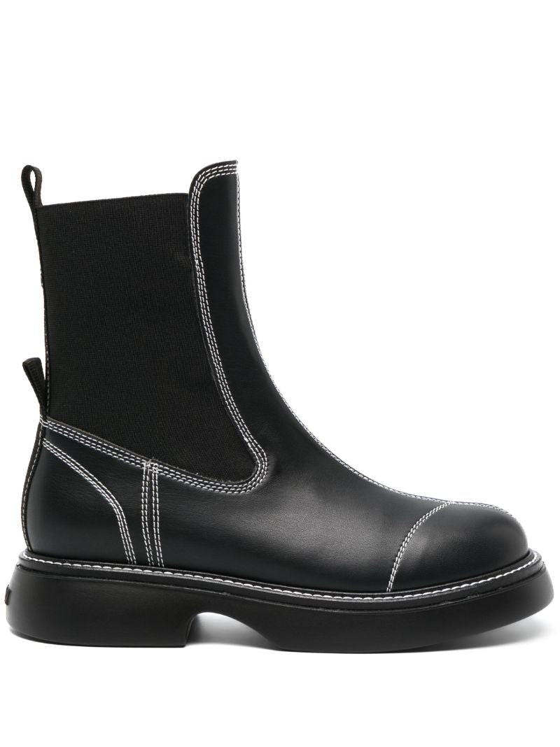 Black Faux-leather Chelsea Boots