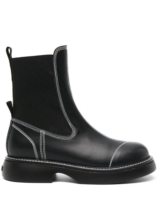 Black Faux-leather Chelsea Boots