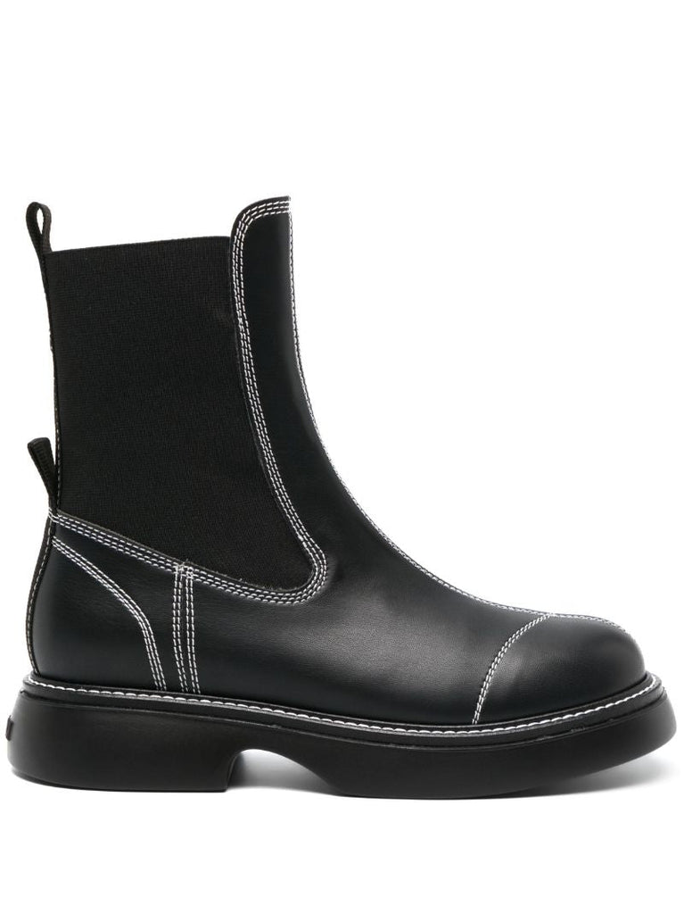 Black Faux-leather Chelsea Boots