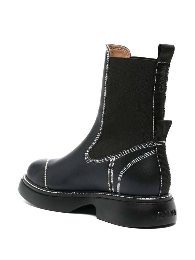 Black Faux-leather Chelsea Boots