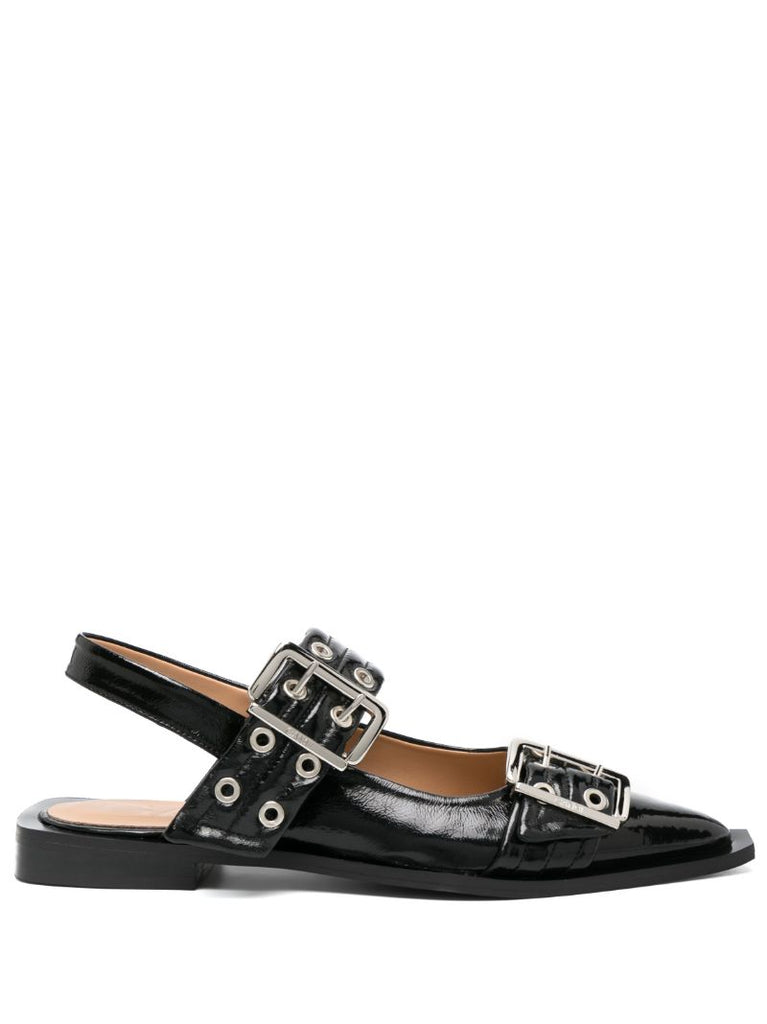 Black Buckled Slingback Ballet Pumps