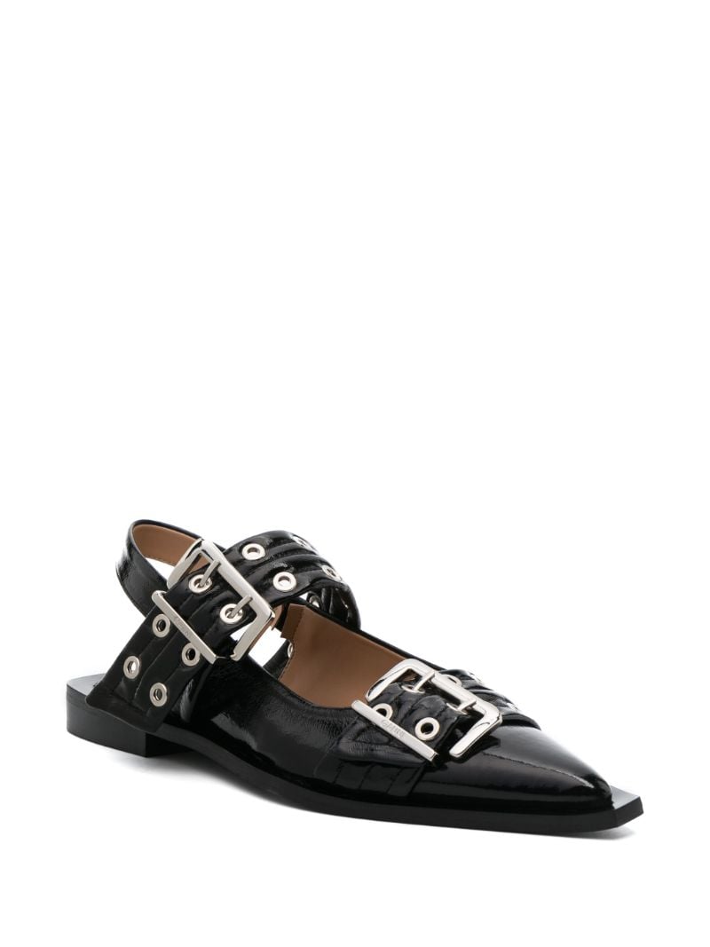 Black Buckled Slingback Ballet Pumps