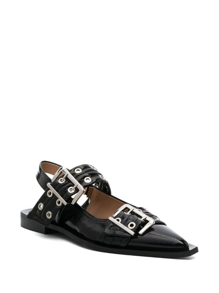 Black Buckled Slingback Ballet Pumps