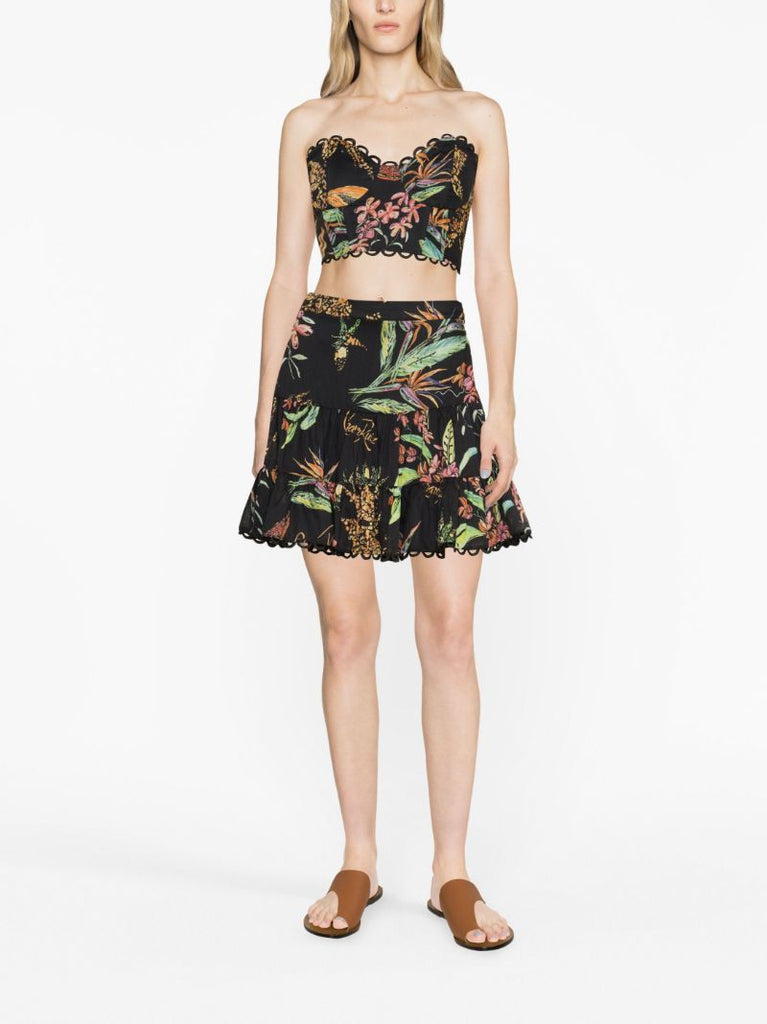 Black Vio Floral Print Bustier Top