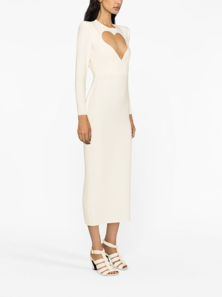White Monroe Heart Cut-out Midi Dress