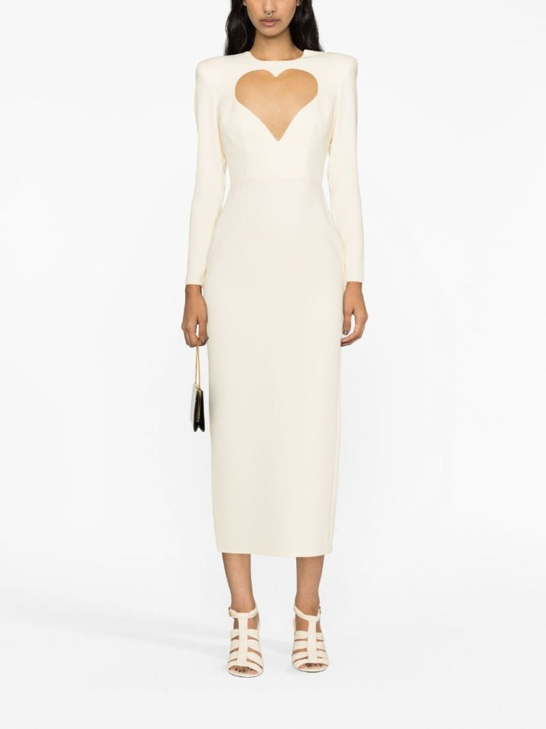 White Monroe Heart Cut-out Midi Dress