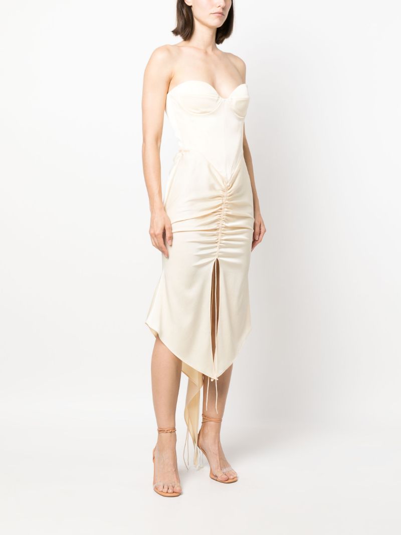 Neutral Carter Ruched Satin Crepe Midi Dress