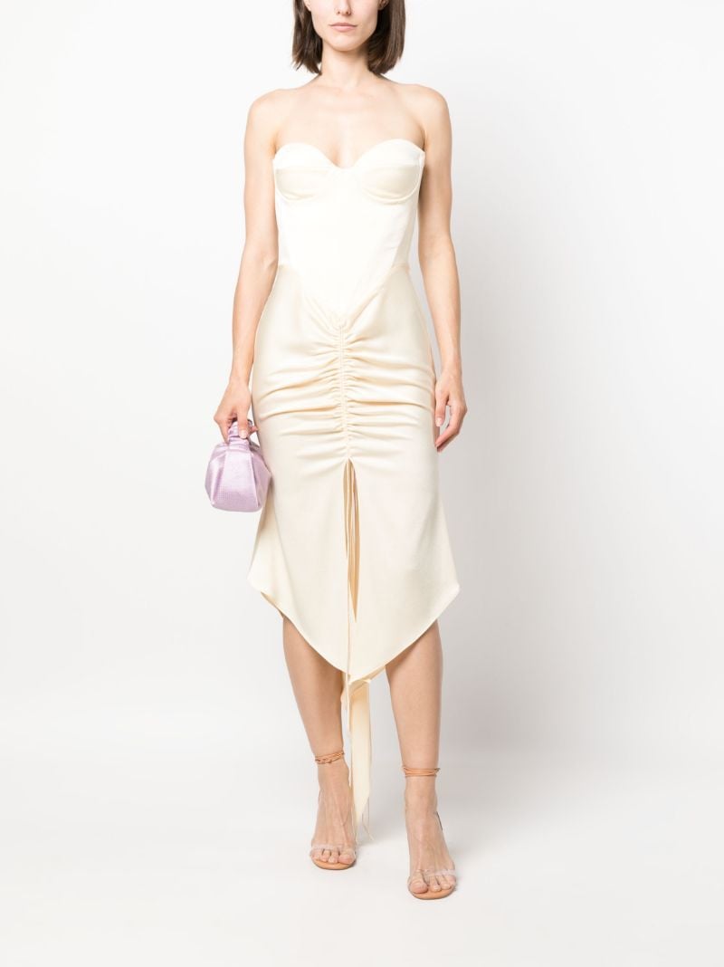 Neutral Carter Ruched Satin Crepe Midi Dress