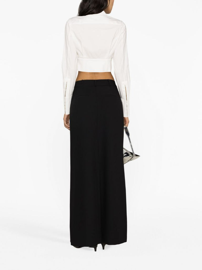 White Cropped Corset Shirt