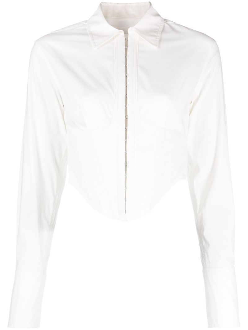 White Cropped Corset Shirt