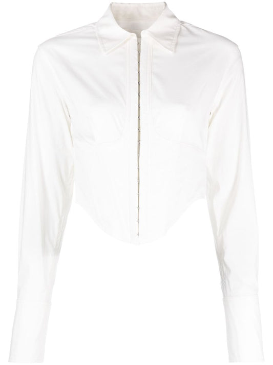 White Cropped Corset Shirt