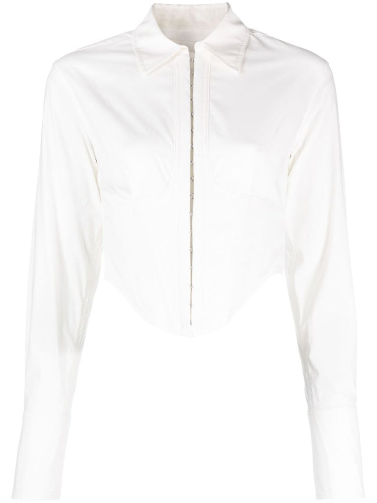 White Cropped Corset Shirt