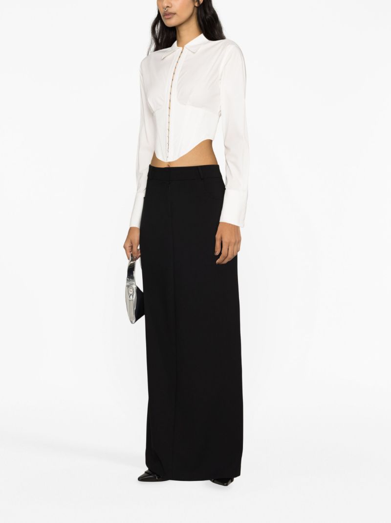 White Cropped Corset Shirt