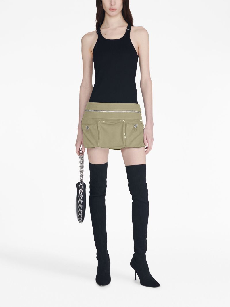 Green Slide-buckle Mini Skirt