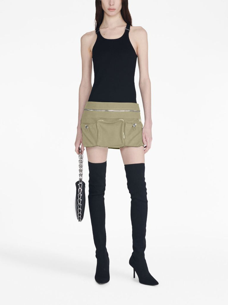 Green Slide-buckle Mini Skirt