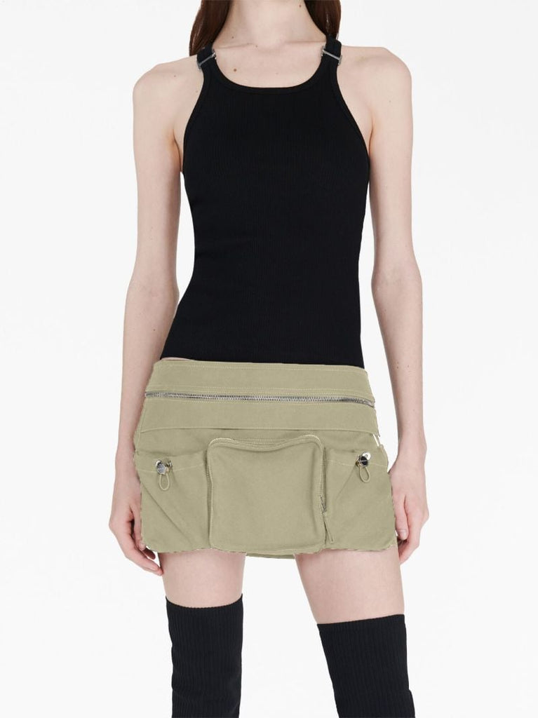 Green Slide-buckle Mini Skirt