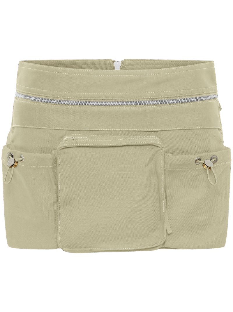 Green Slide-buckle Mini Skirt
