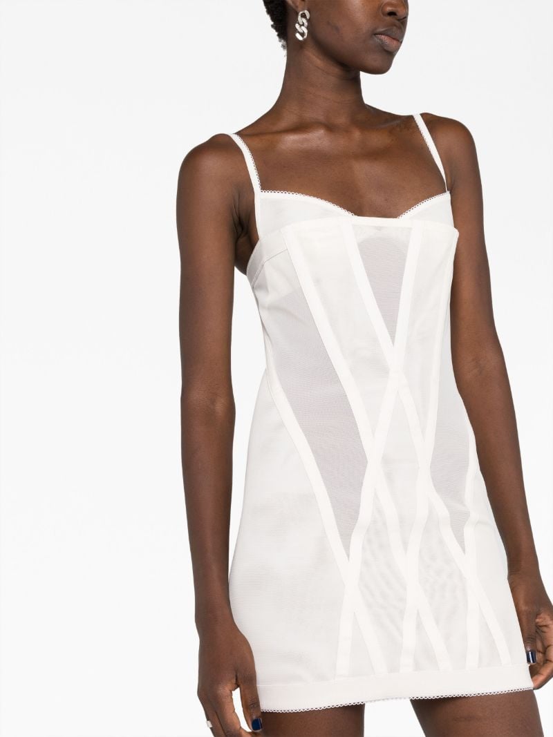 White Oblique Corset Mini Dress
