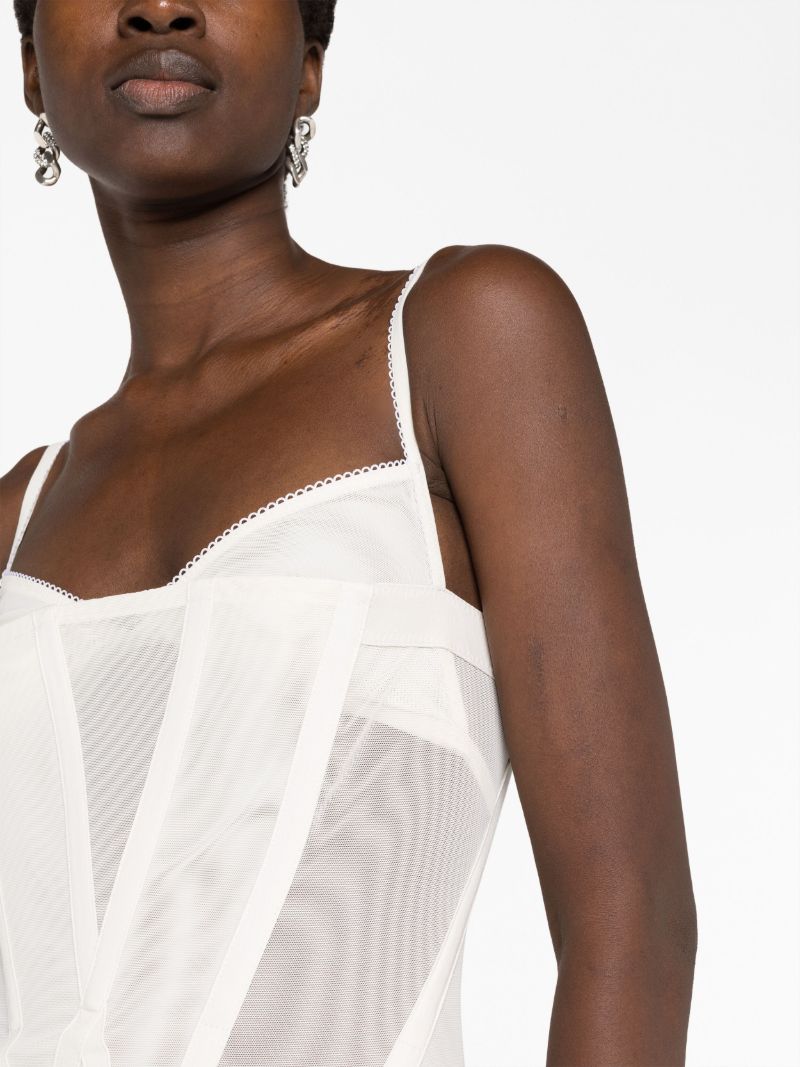White Oblique Corset Mini Dress