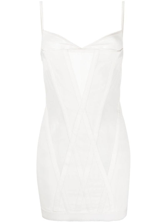 White Oblique Corset Mini Dress
