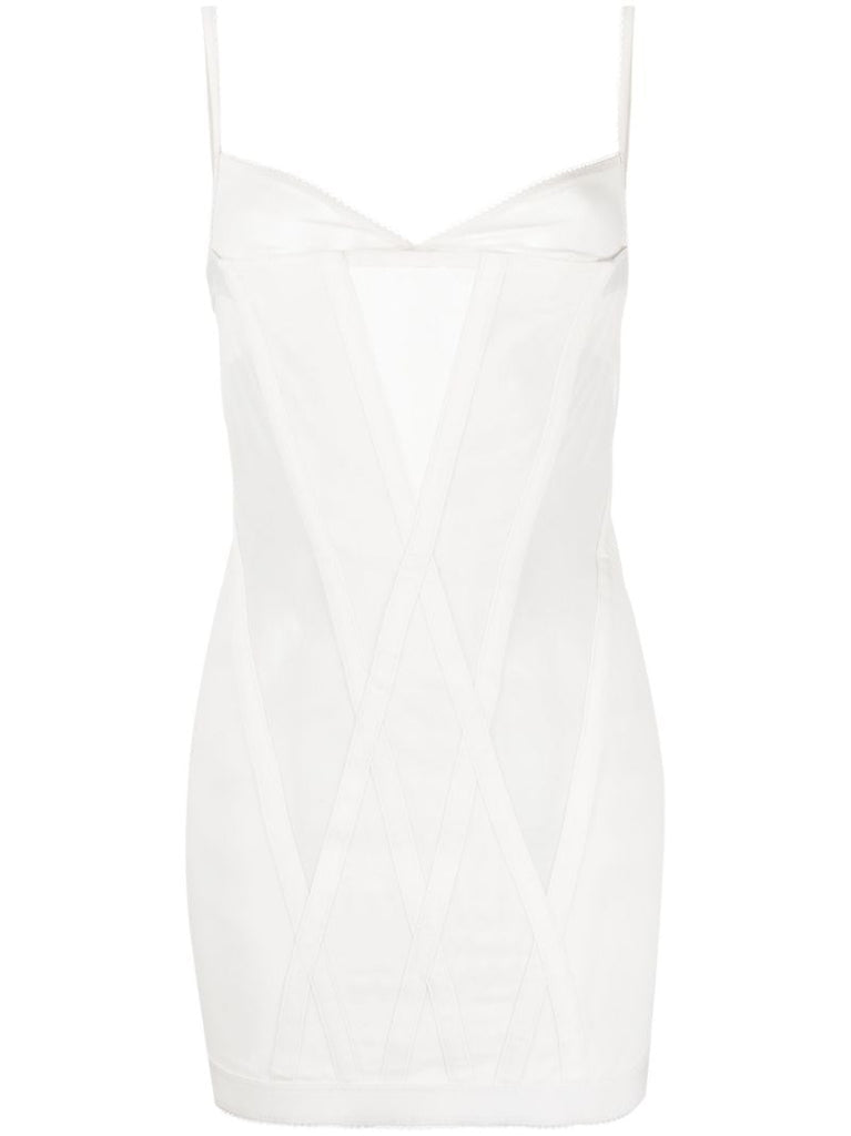 White Oblique Corset Mini Dress