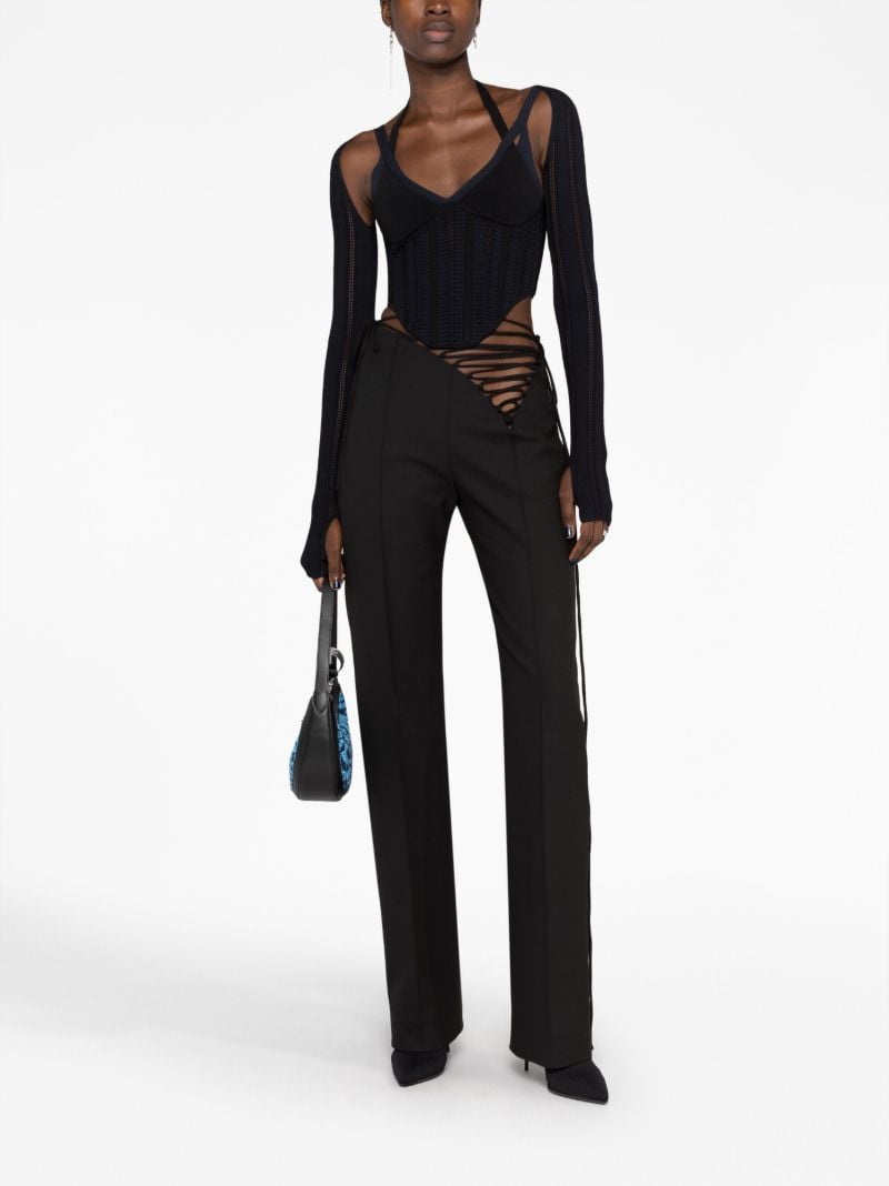 Black Column Corset Long-sleeve Top