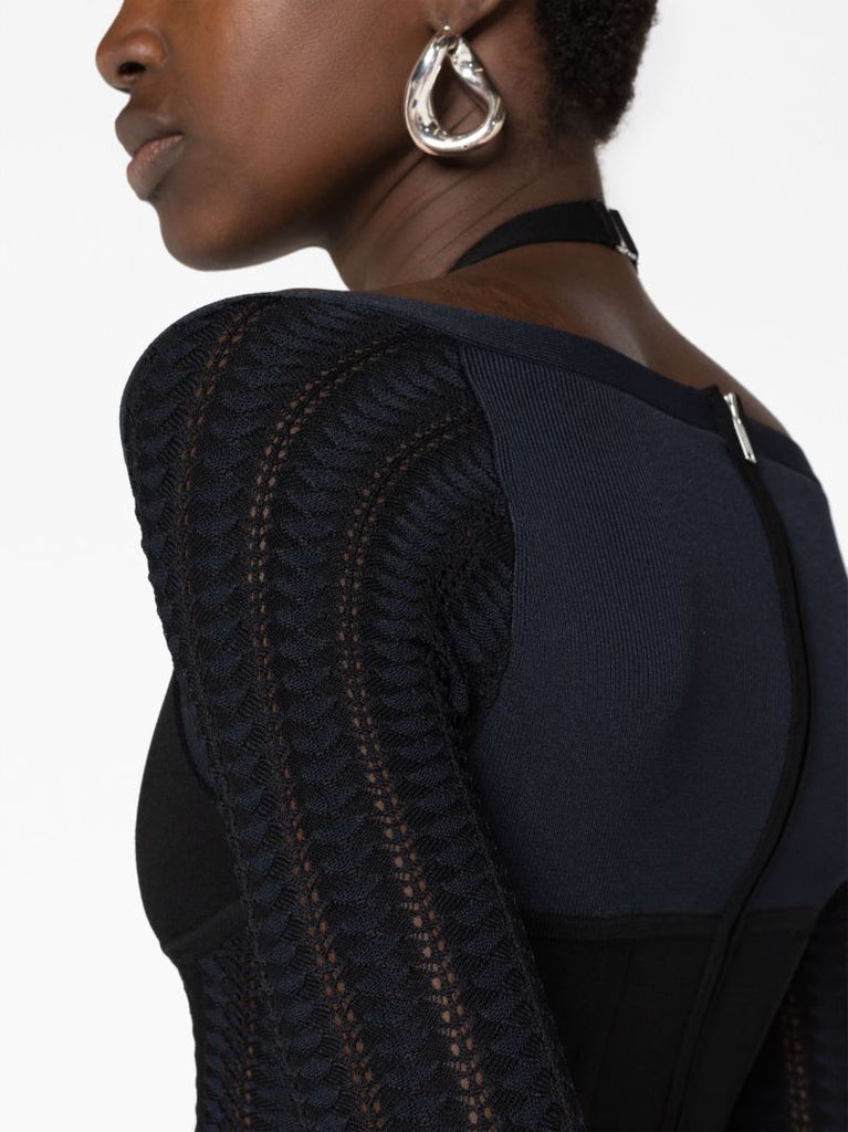 Black Snakeskin Column Corset Mini Dress