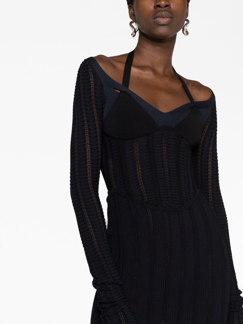 Black Snakeskin Column Corset Mini Dress