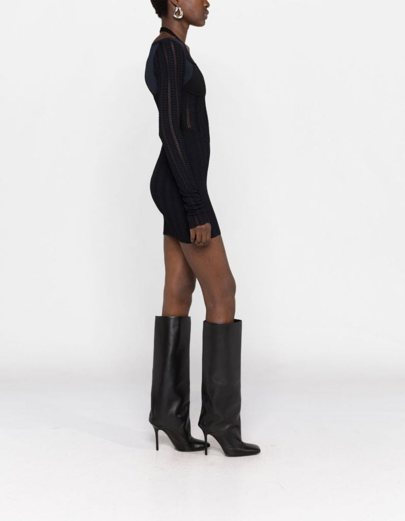 Black Snakeskin Column Corset Mini Dress