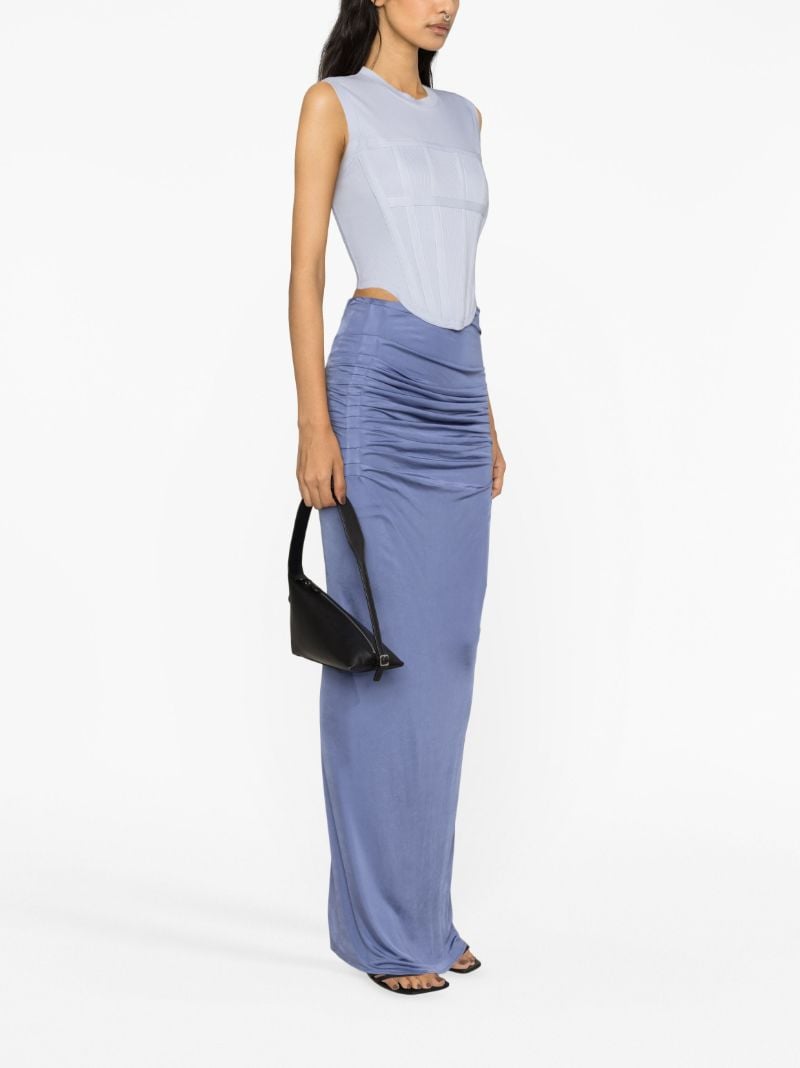 Blue Ribbed-knit Corset Top