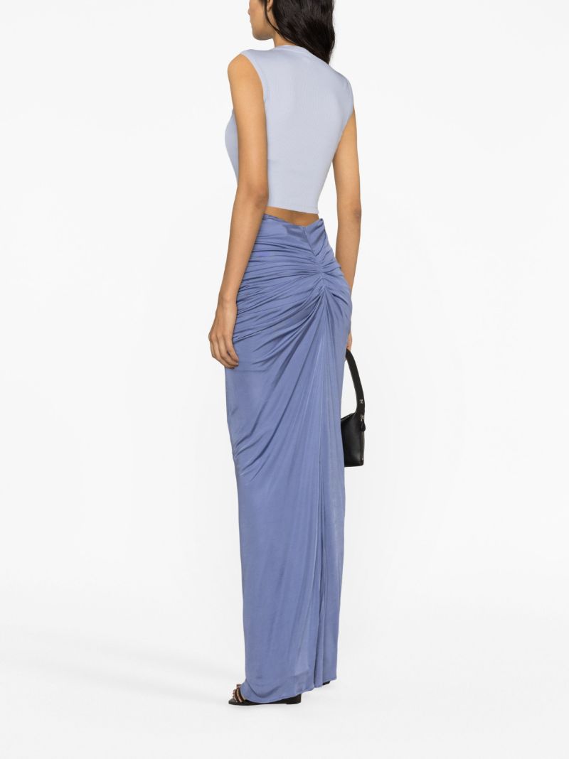 Blue Ribbed-knit Corset Top