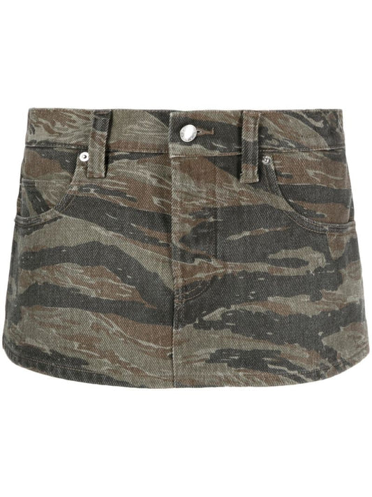 Green Camouflage Denim Skort