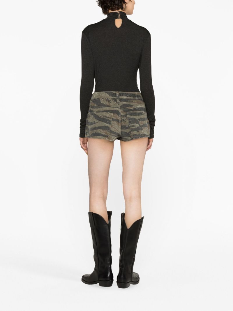 Green Camouflage Denim Skort