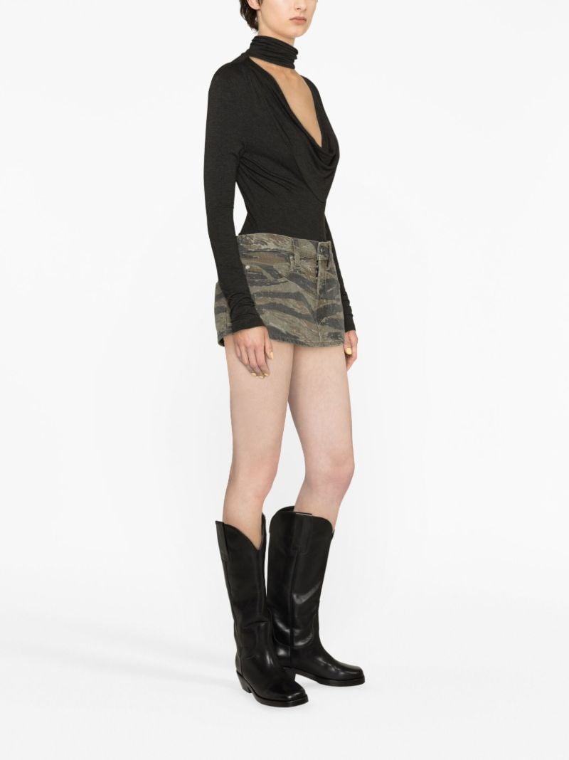 Green Camouflage Denim Skort
