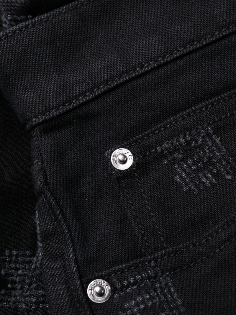 Black Neppy Straight-leg Jeans