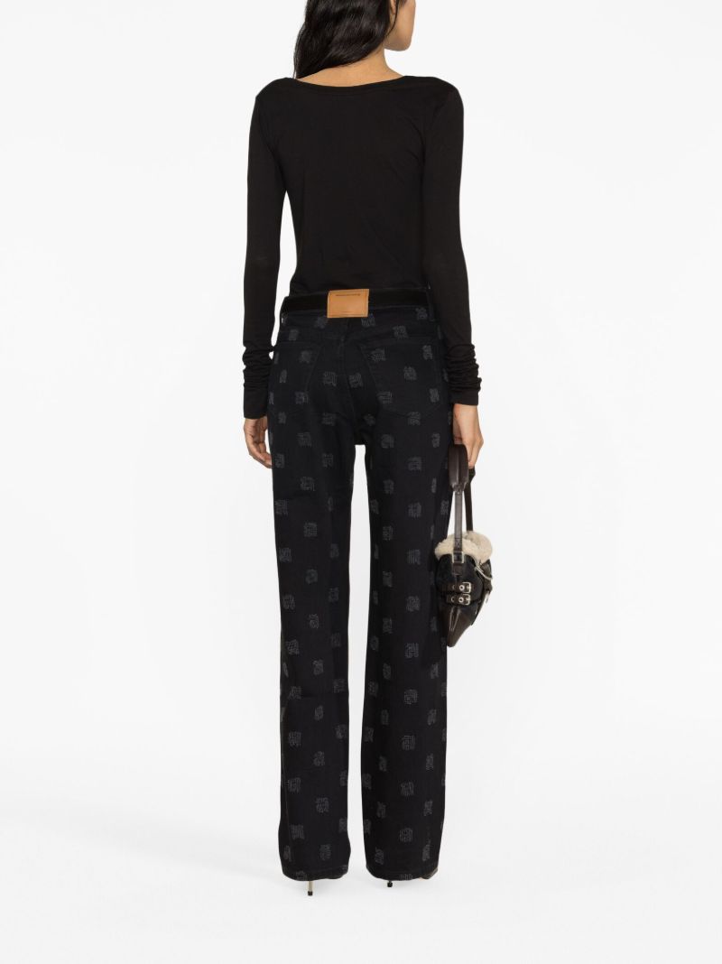 Black Neppy Straight-leg Jeans