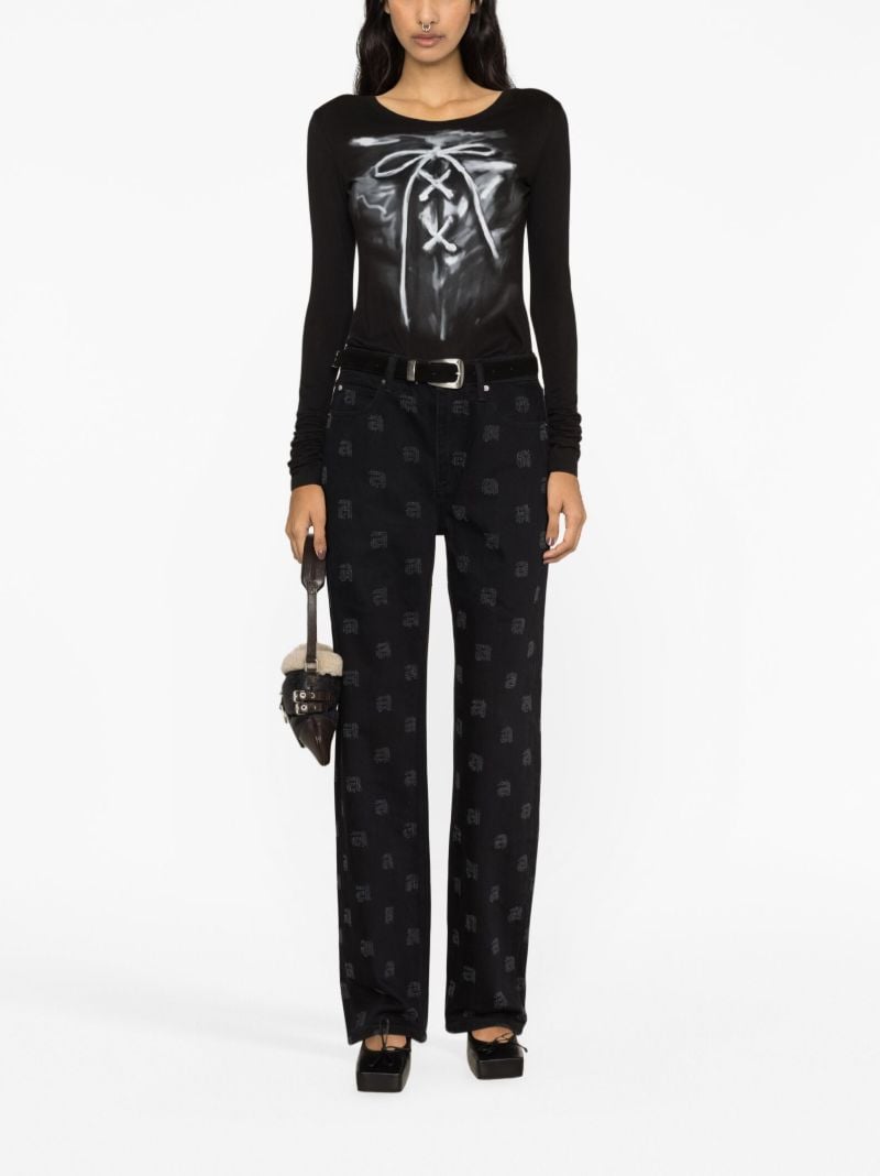 Black Neppy Straight-leg Jeans
