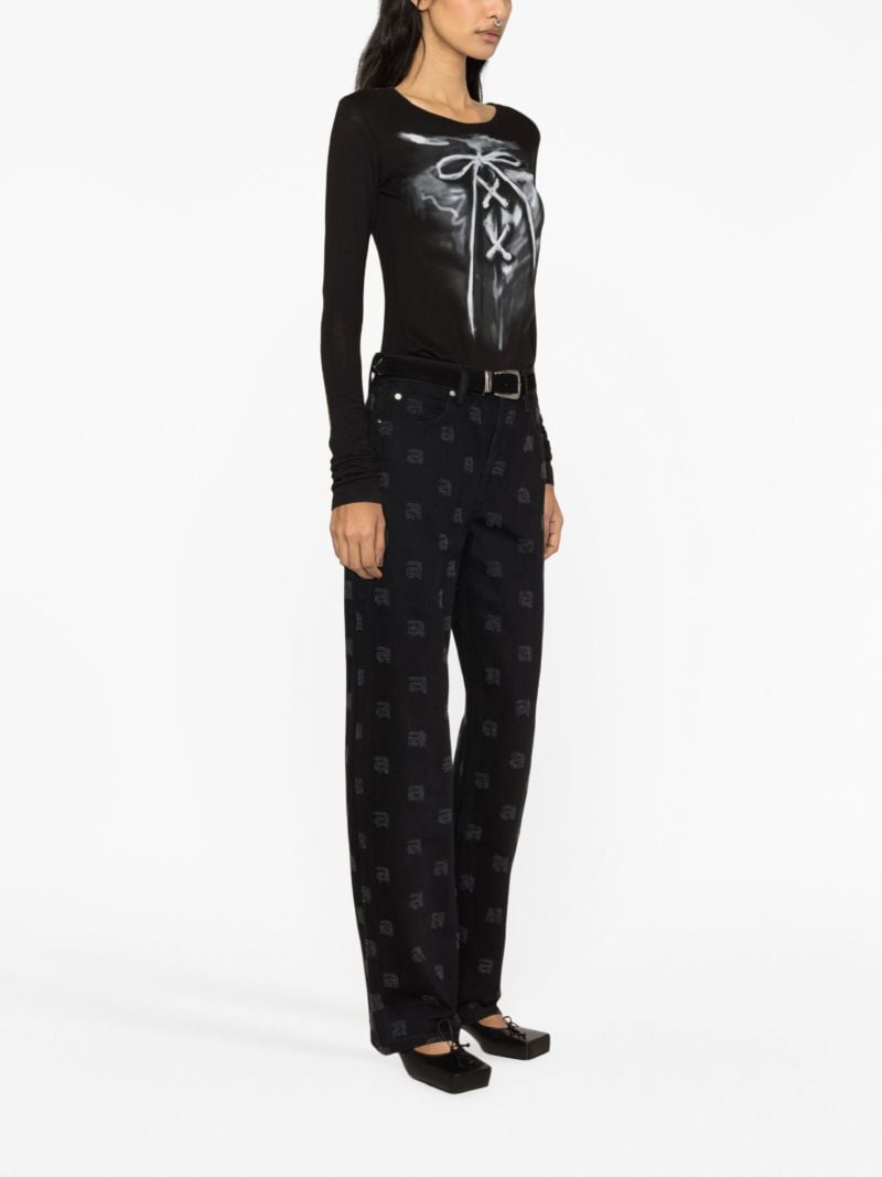 Black Neppy Straight-leg Jeans