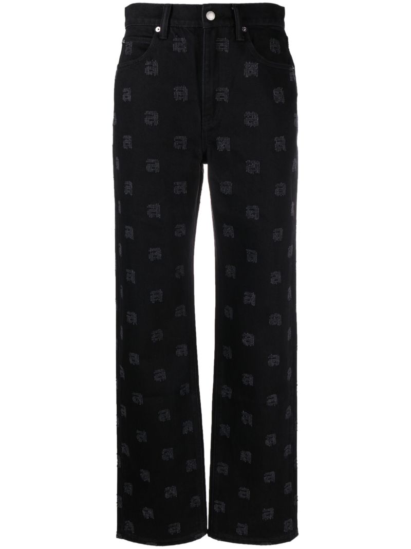 Black Neppy Straight-leg Jeans