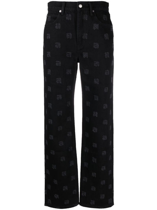 Black Neppy Straight-leg Jeans