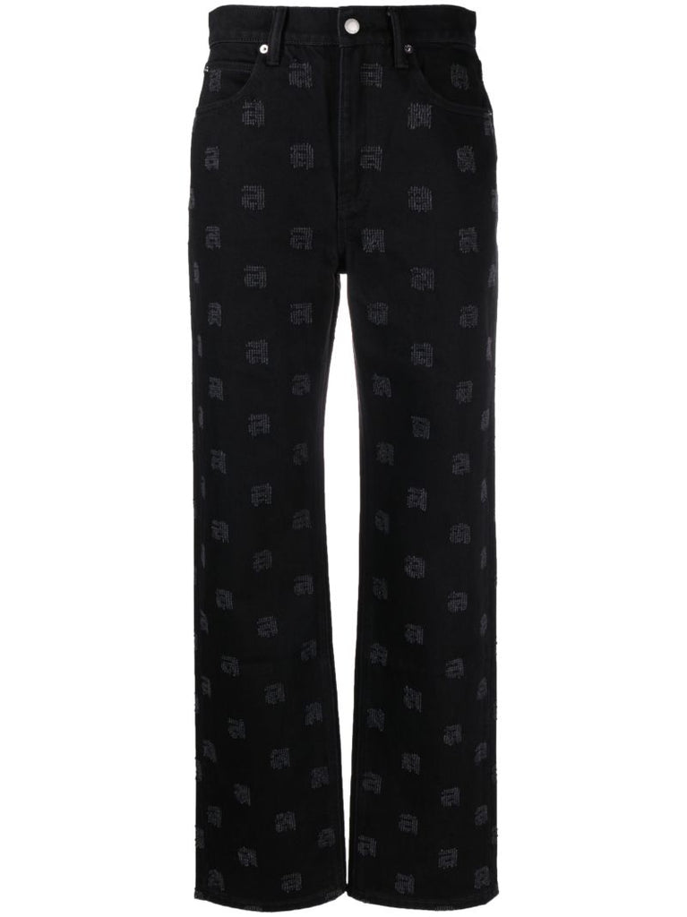 Black Neppy Straight-leg Jeans