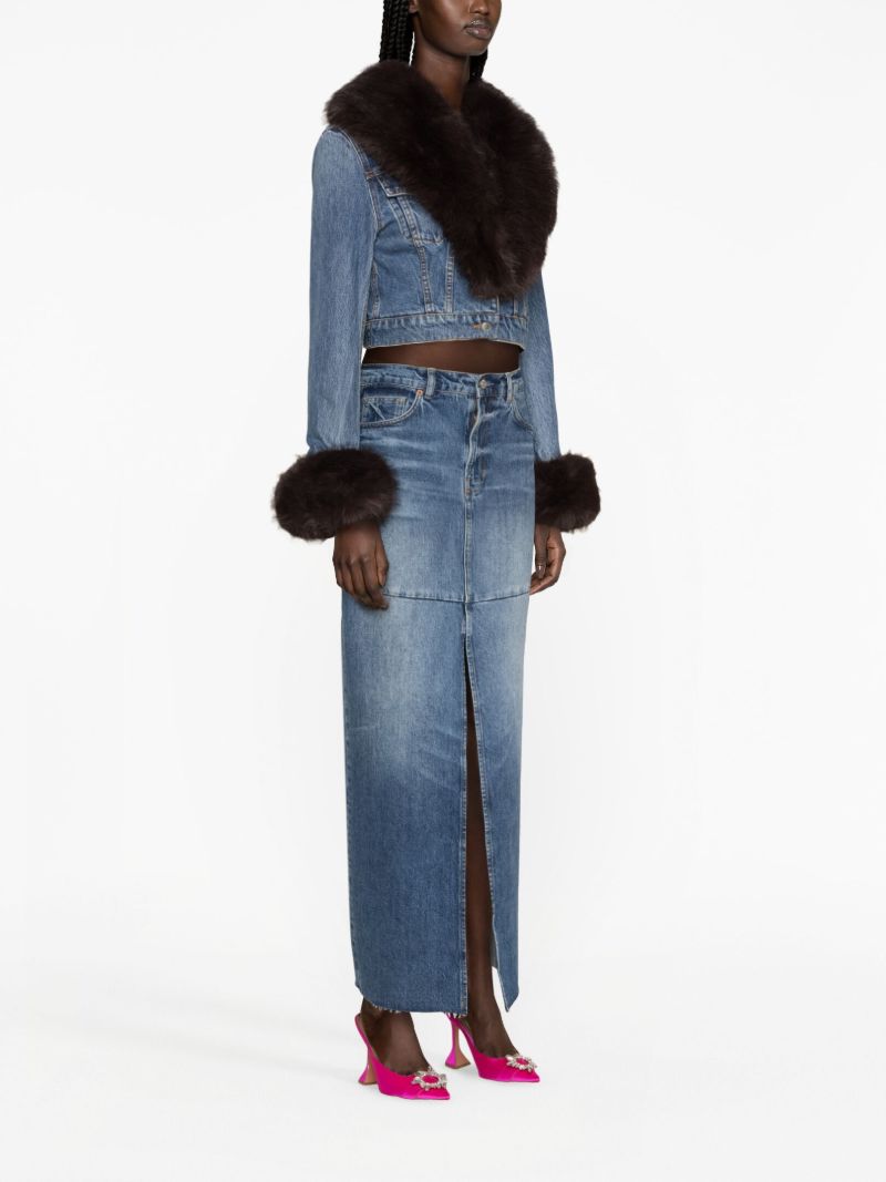 Blue Faux-fur Collar Denim Jacket