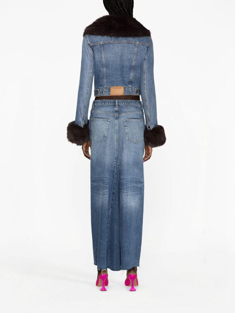 Blue Faux-fur Collar Denim Jacket