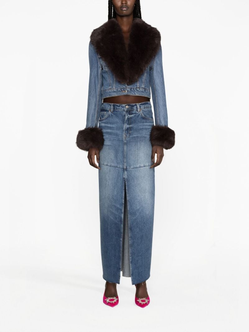 Blue Faux-fur Collar Denim Jacket