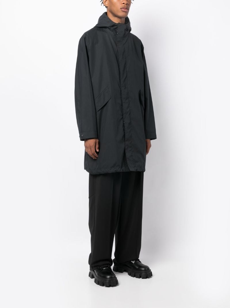 Black Logo Print Hooded Coat