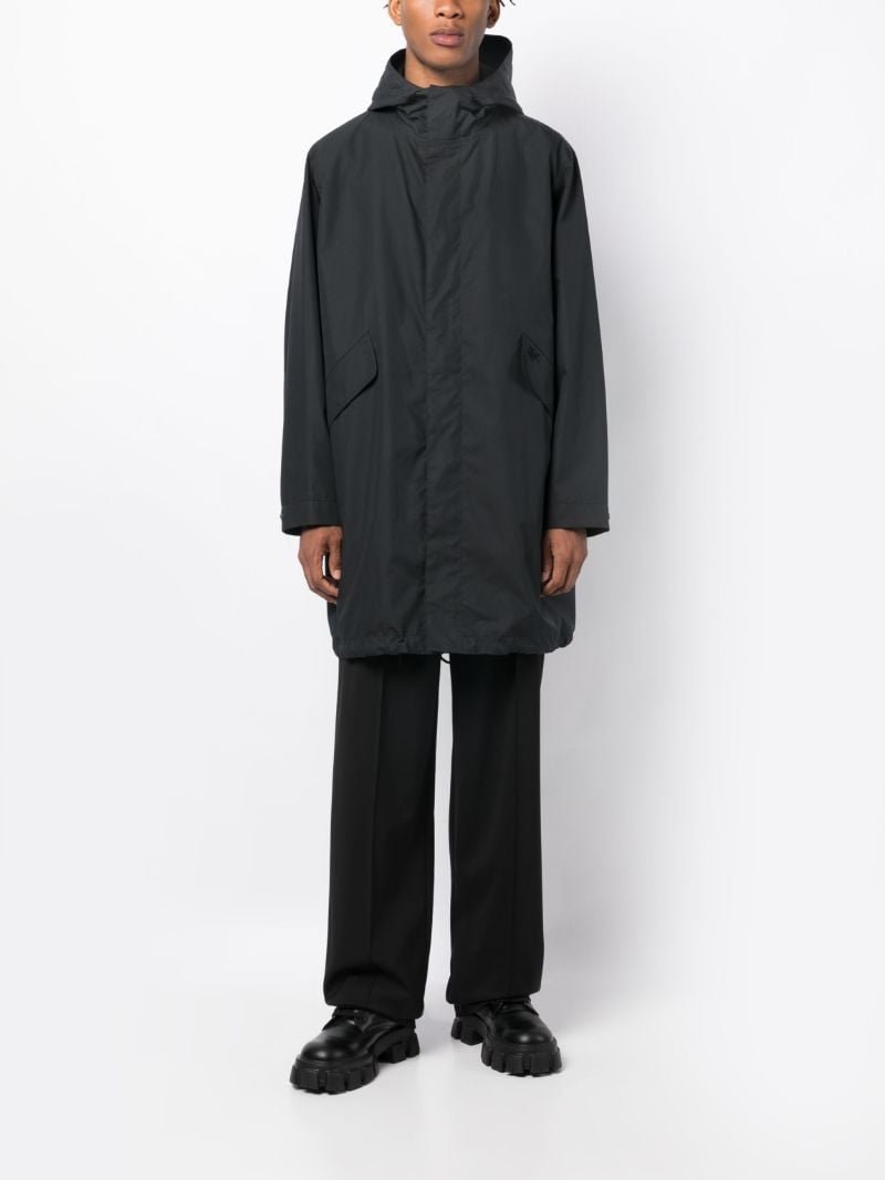 Black Logo Print Hooded Coat