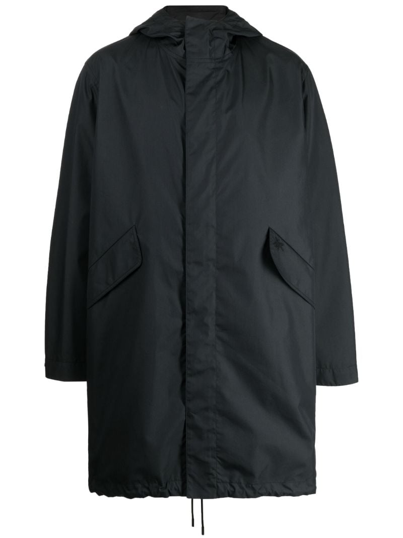 Black Logo Print Hooded Coat