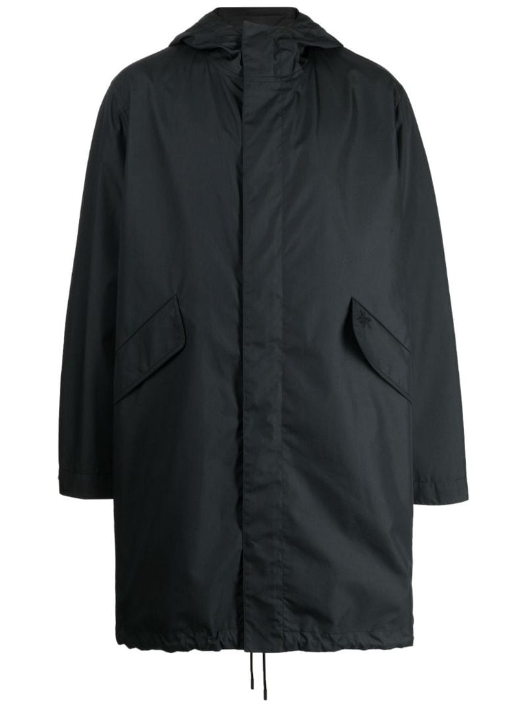 Black Logo Print Hooded Coat