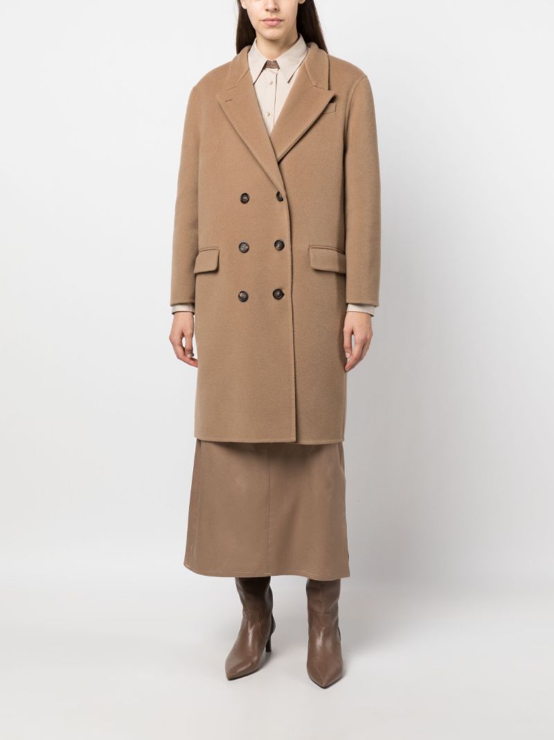 Brown Double-breasted Wool Coat