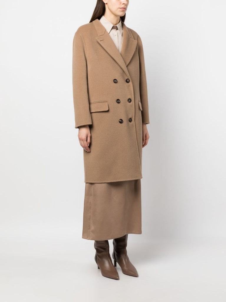 Brown Double-breasted Wool Coat